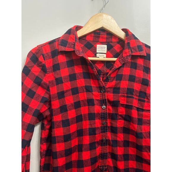 J. Crew Red Black Buffalo Plaid Perfect Fit Women's XS - Picture 4 of 4